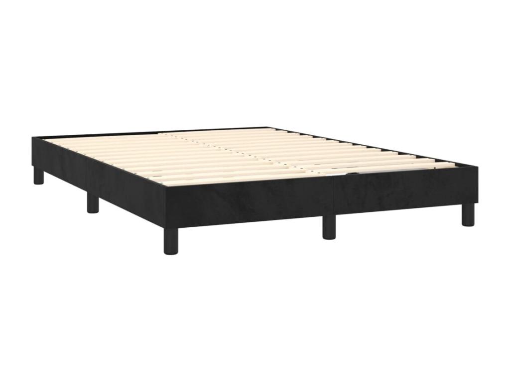 Cama box spring con colchón terciopelo negro 140x190 cm - Image 4