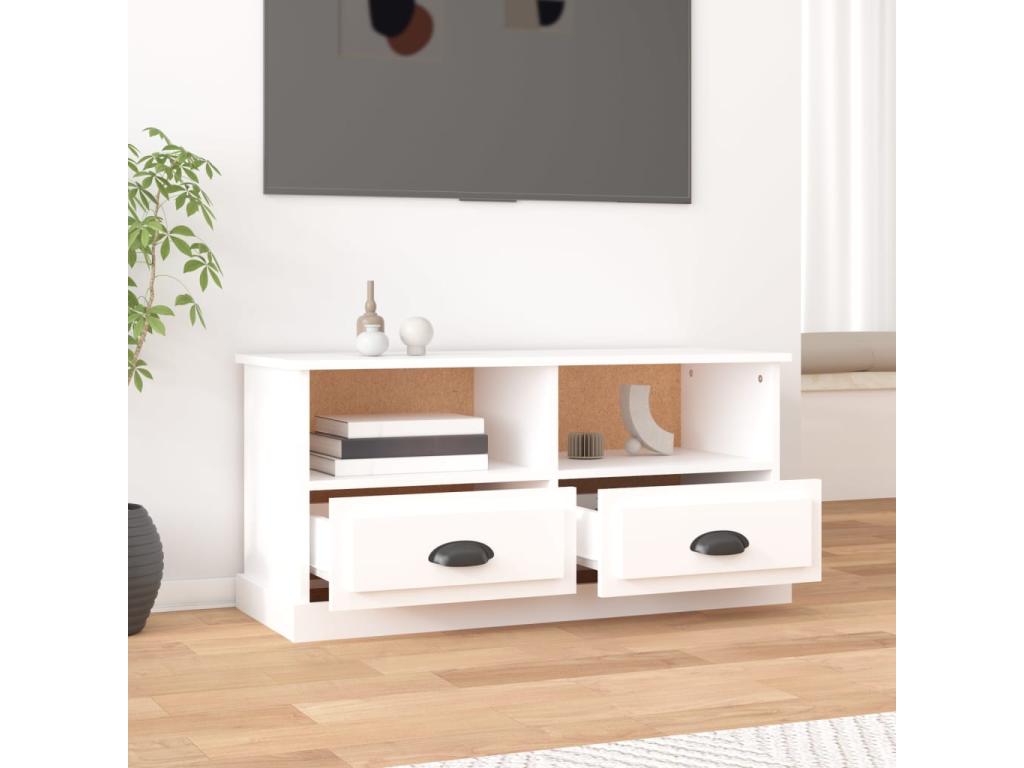 Mueble para TV madera contrachapada blanco 93x35,5x45 cm - Image 3