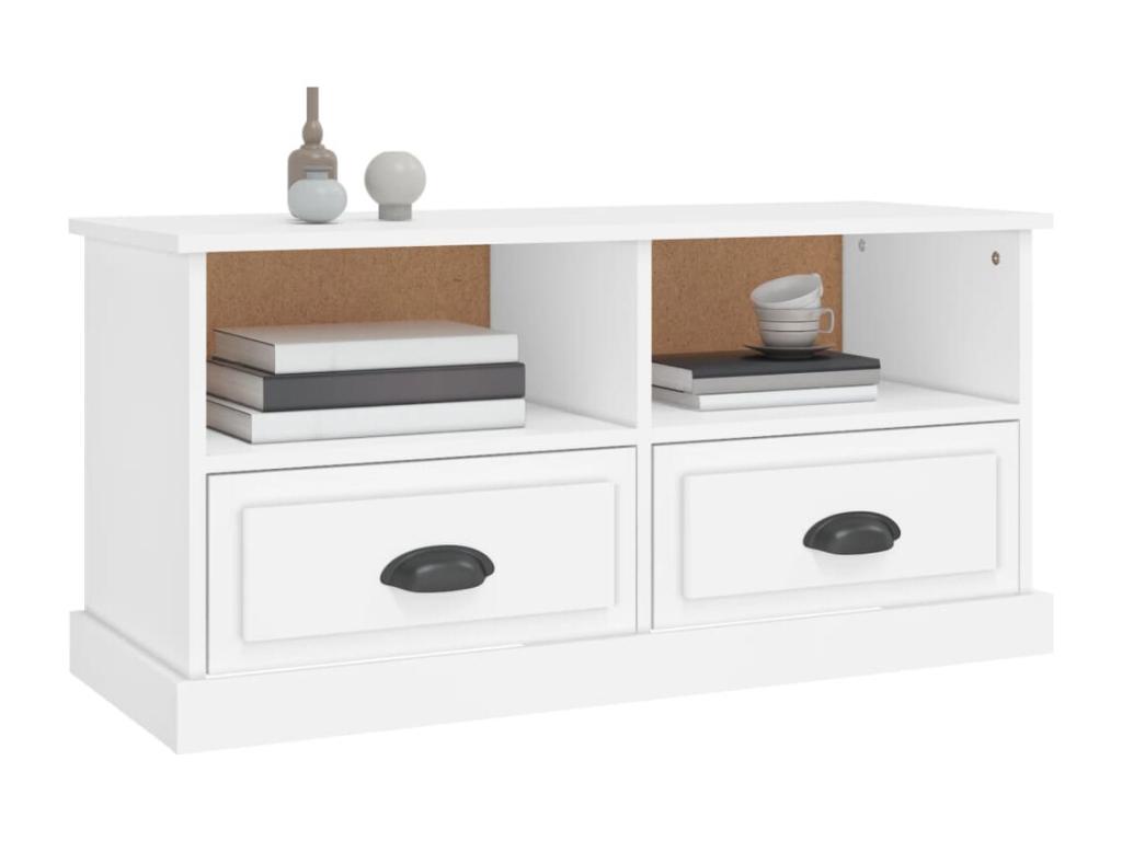 Mueble para TV madera contrachapada blanco 93x35,5x45 cm - Image 4