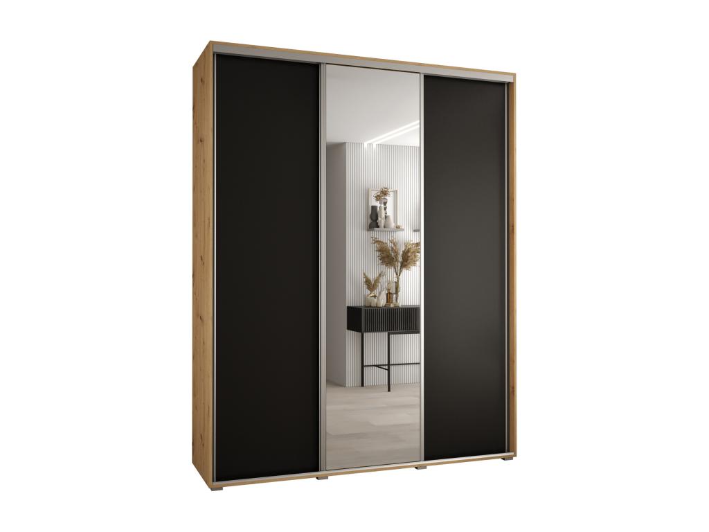 ARMARIO DAVOS 3 DE PUERTAS CORREDERAS 235,2/200/45 3 puertas (Artisan/Negro/Plata)
