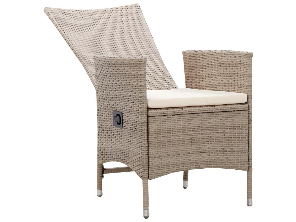 Sillas de jardín 2 unidades con cojines ratán sintético beige - Image 4