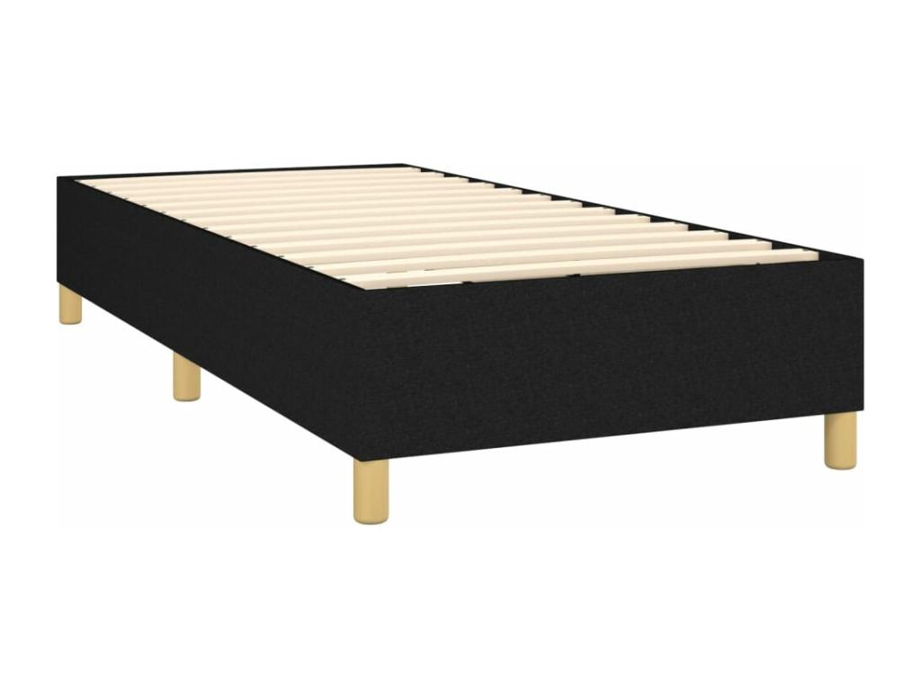 Cama box spring con colchón tela negro 90x200 cm - Image 4