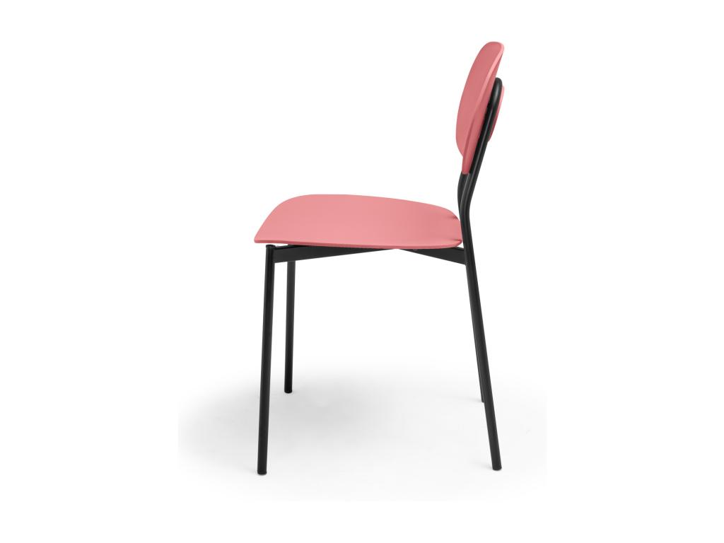 Fabriano - Juego de 4 sillas de diseño en metalo y PP, estilo moderno, color elegante - color rosa - Image 4