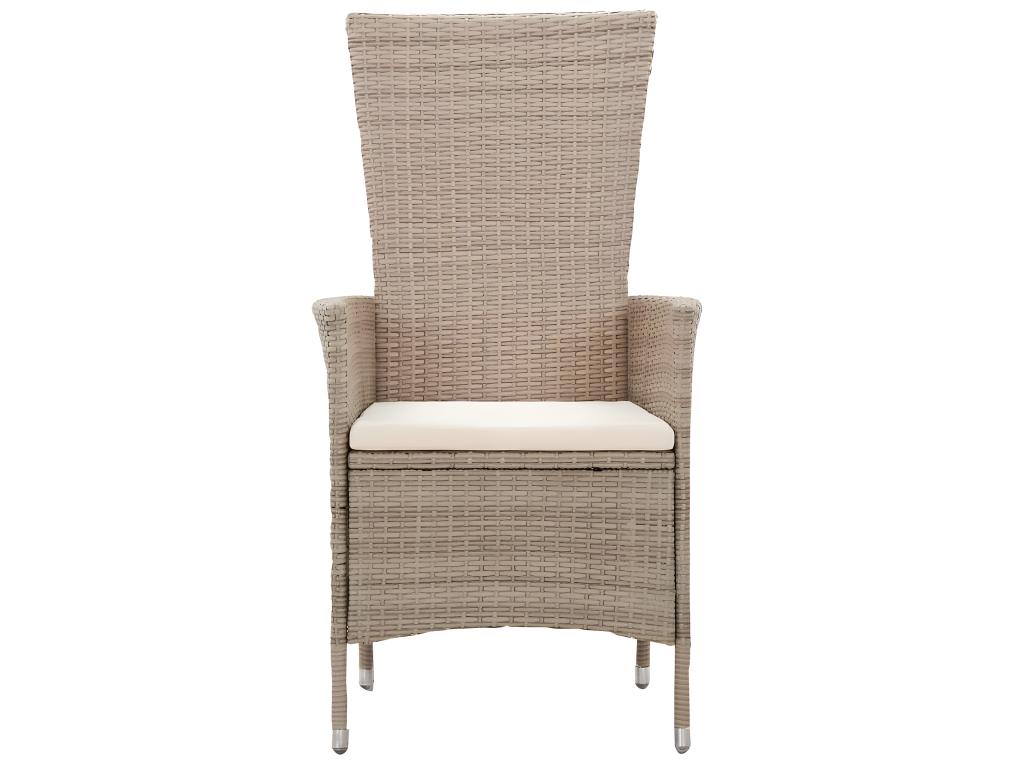 Sillas de jardín 2 unidades con cojines ratán sintético beige - Image 5