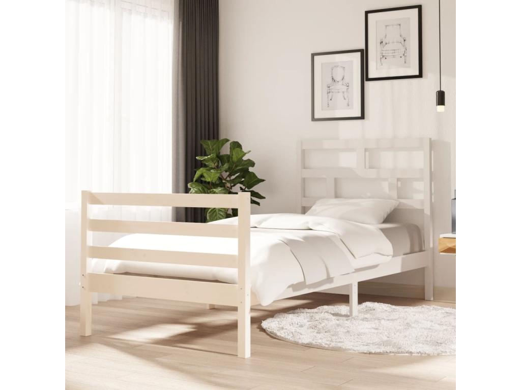 Estructura de cama madera maciza de pino 90x200 cm