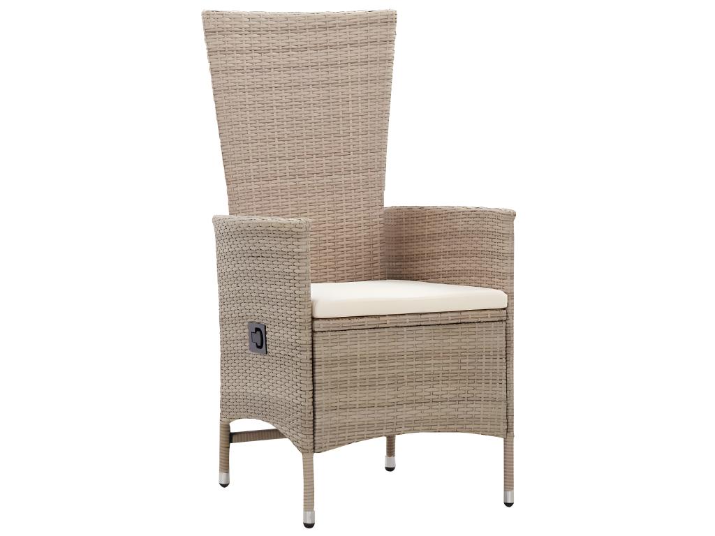 Sillas de jardín 2 unidades con cojines ratán sintético beige - Image 2